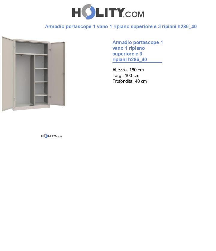 Armadio portascope 1 vano 1 ripiano superiore e 3 ripiani h286_40
