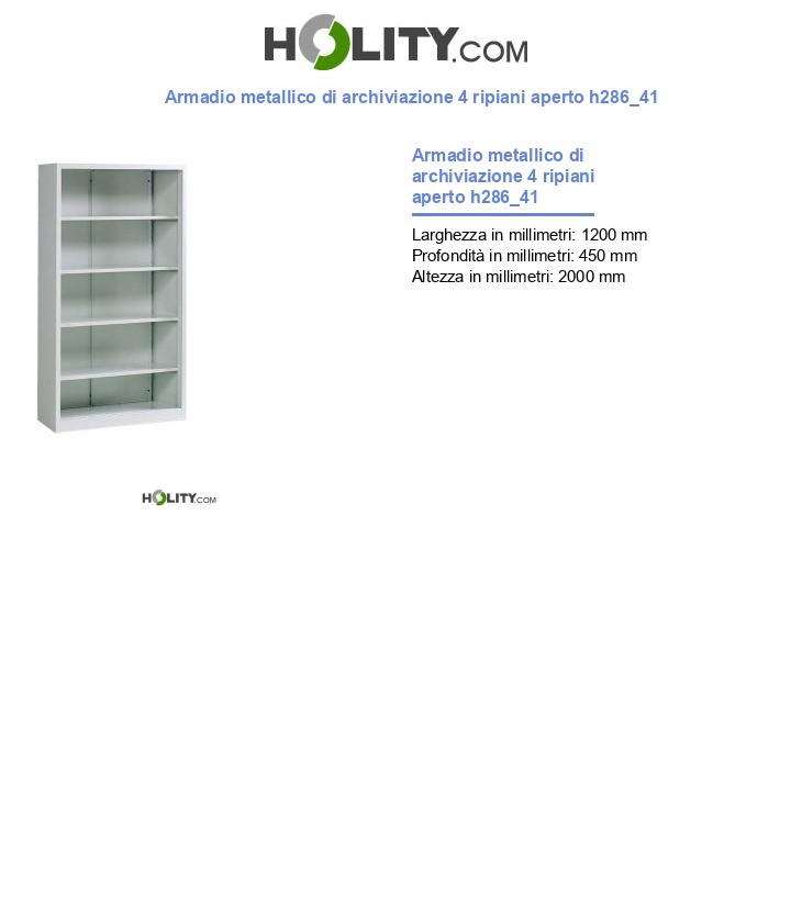 Armadio metallico di archiviazione 4 ripiani aperto h286_41