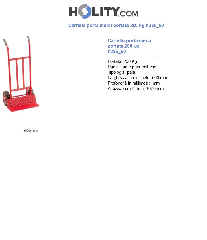 Carrello porta merci portata 200 kg h286_50