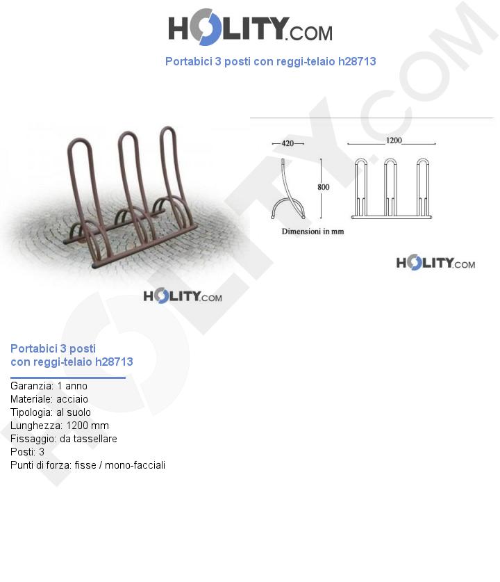 Portabici 3 posti con reggi-telaio h28713