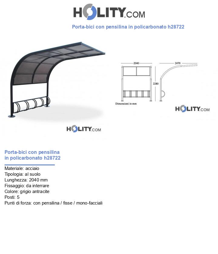 Porta-bici con pensilina in policarbonato h28722