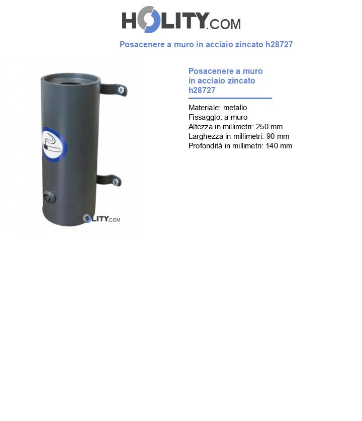 Posacenere a muro in acciaio zincato h28727