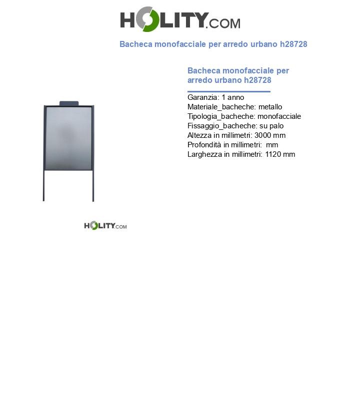 Bacheca monofacciale per arredo urbano h28728