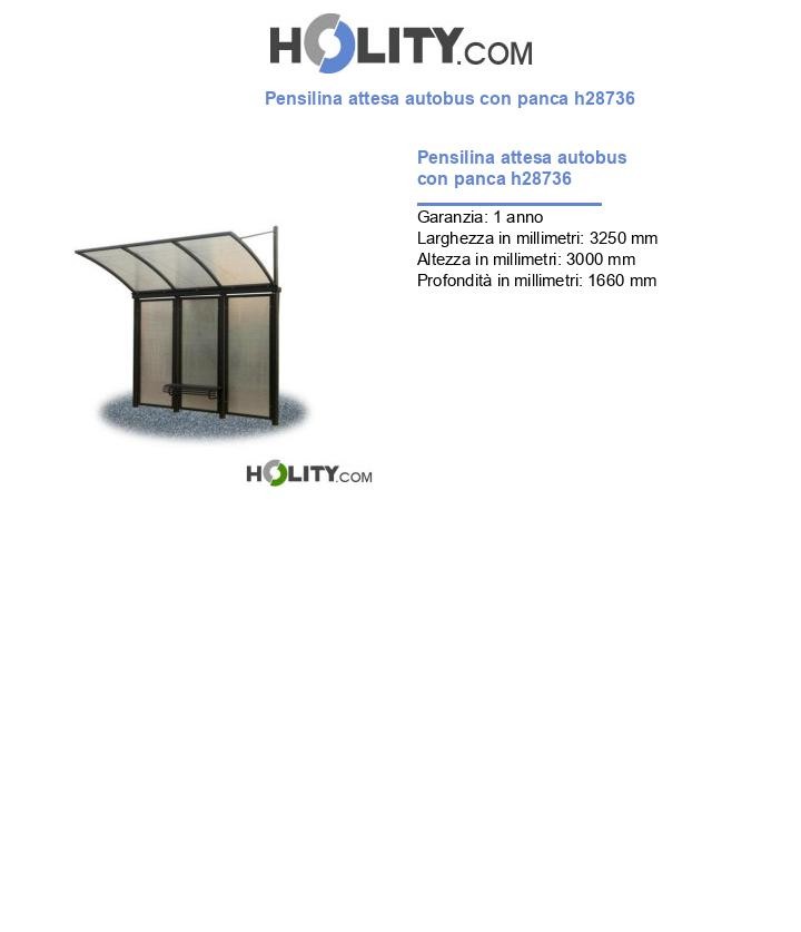 Pensilina attesa autobus con panca h28736