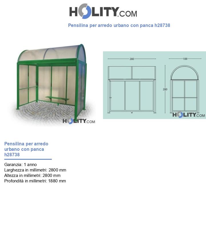 Pensilina per arredo urbano con panca h28738