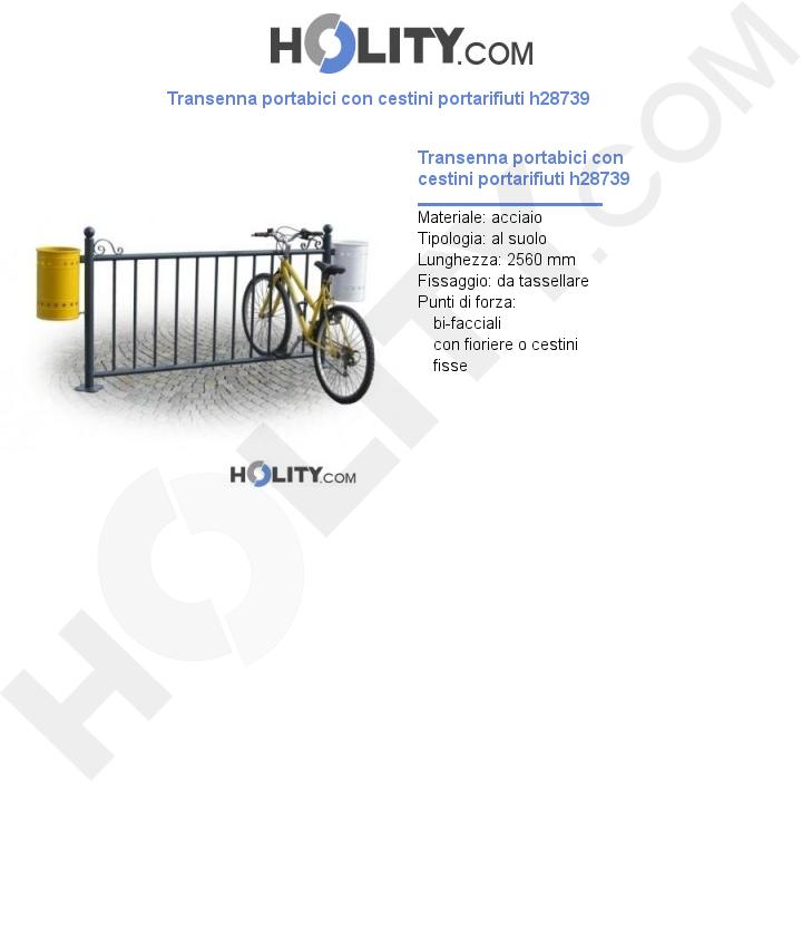 Transenna portabici con cestini portarifiuti h28739