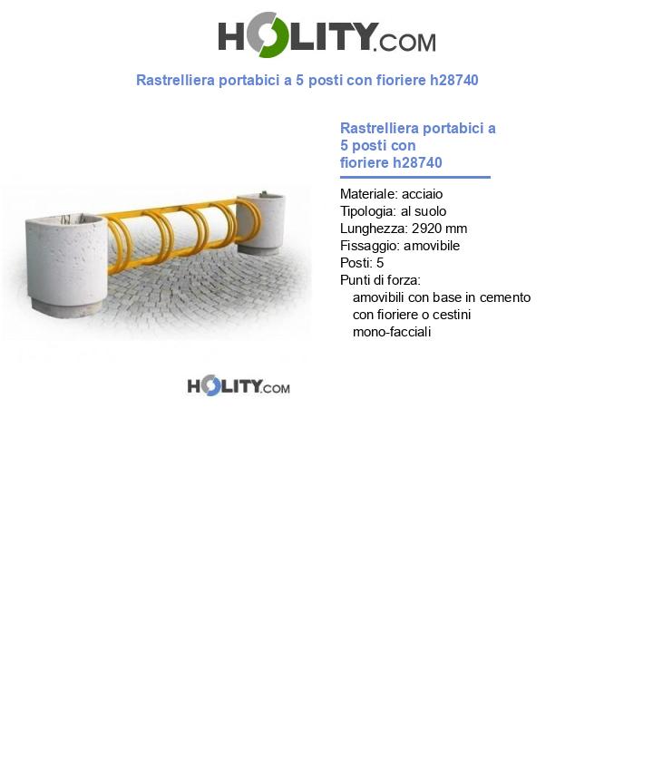 Rastrelliera portabici a 5 posti con fioriere h28740