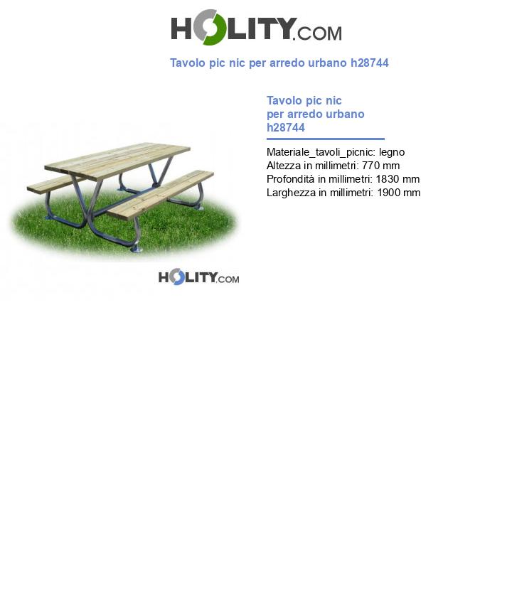 Tavolo pic nic per arredo urbano h28744