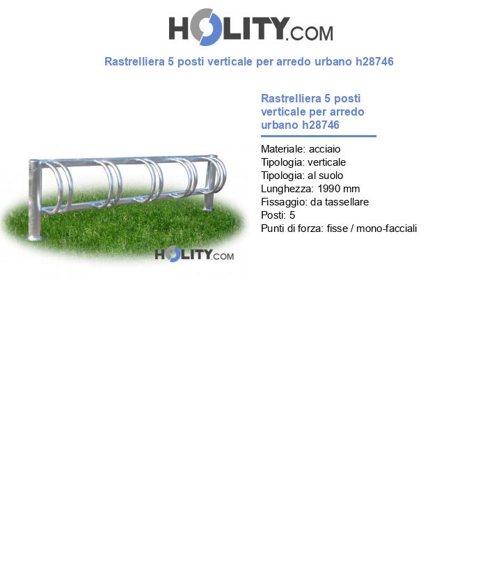 Rastrelliera 5 posti verticale per arredo urbano h28746