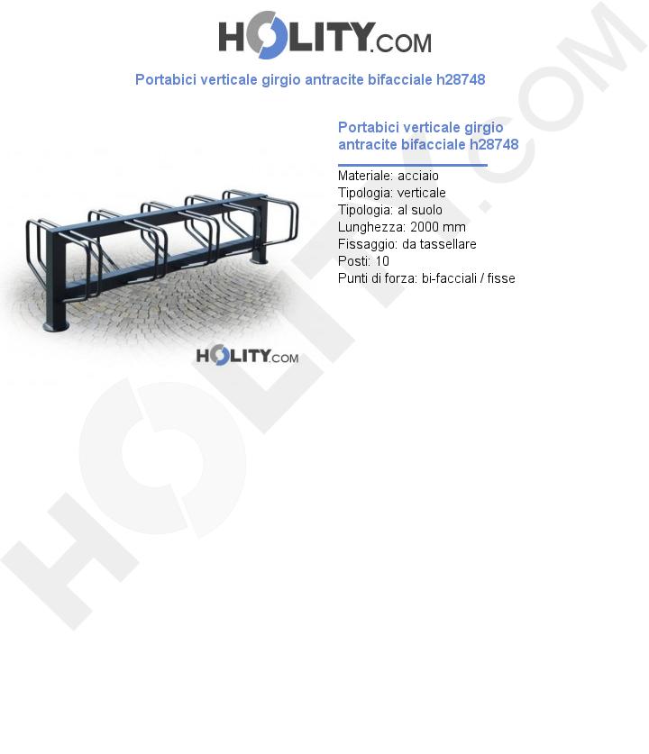 Portabici verticale girgio antracite bifacciale h28748