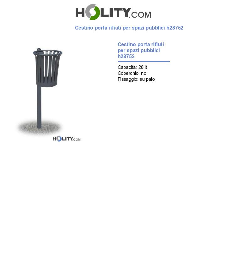 Cestino porta rifiuti per spazi pubblici h28752
