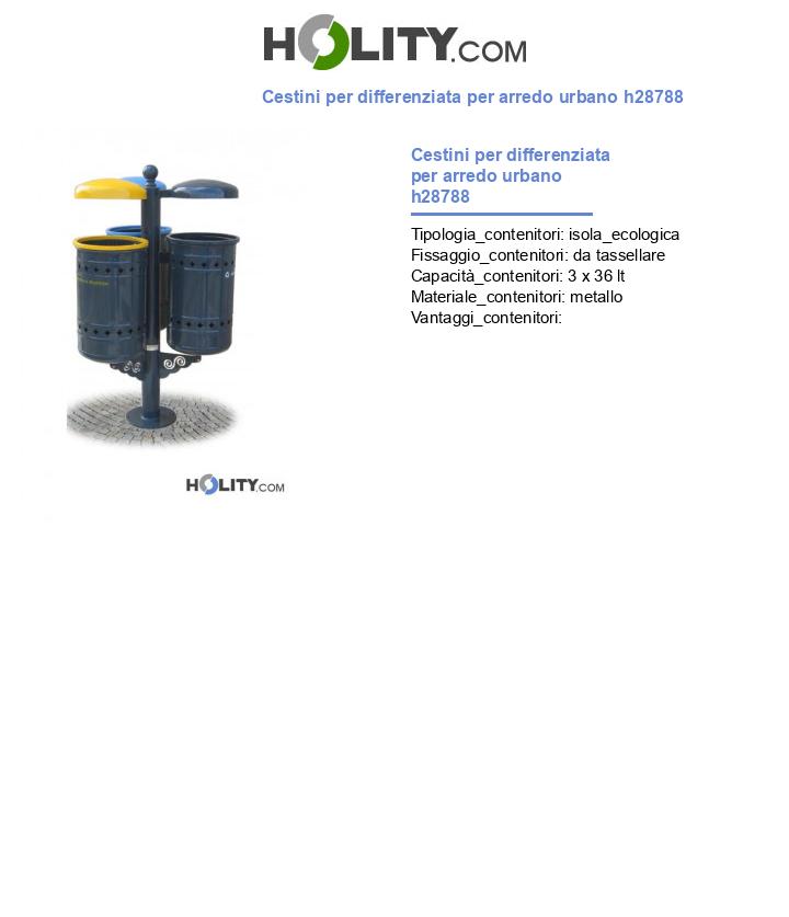 Cestini per differenziata per arredo urbano h28788