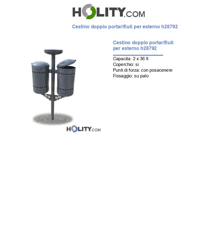 Cestino doppio portarifiuti per esterno h28792