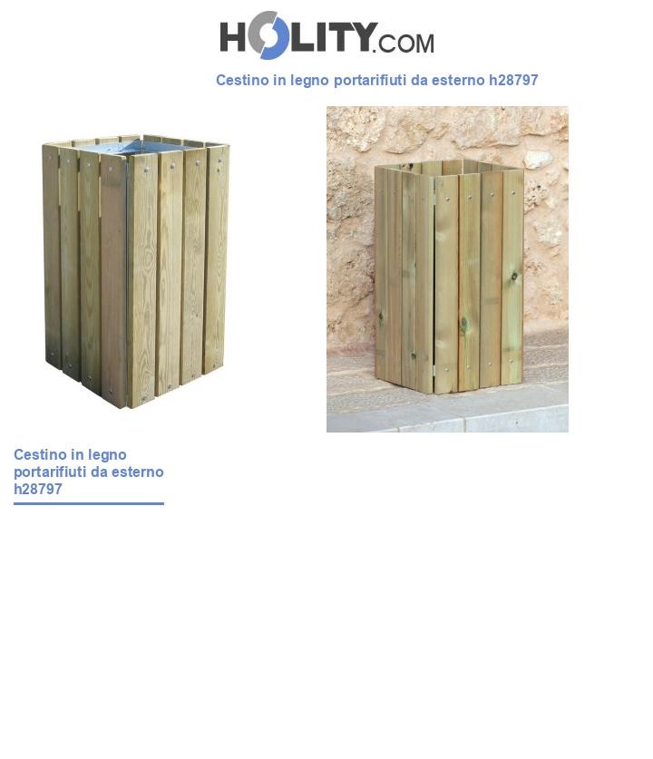 Cestino in legno portarifiuti da esterno h28797