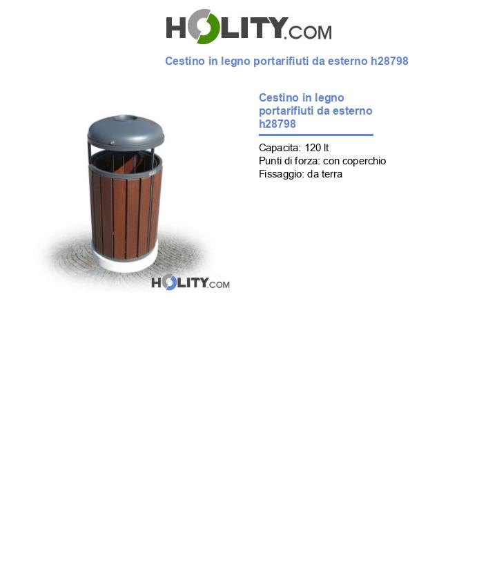 Cestino in legno portarifiuti da esterno h28798