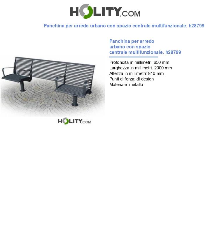 Panchina per arredo urbano con spazio centrale multifunzionale. h28799