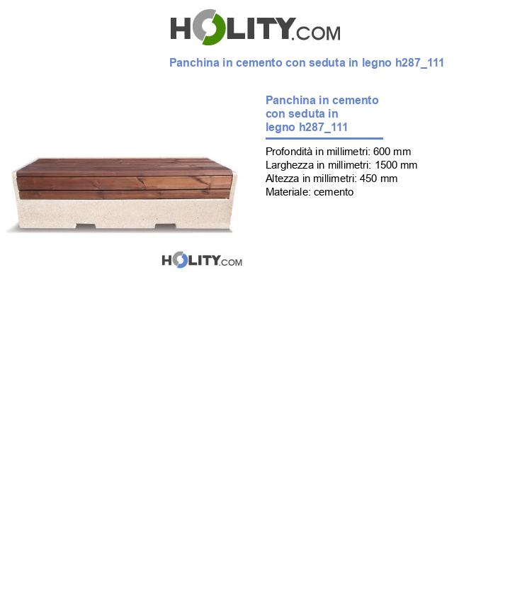 Panchina in cemento con seduta in legno h287_111