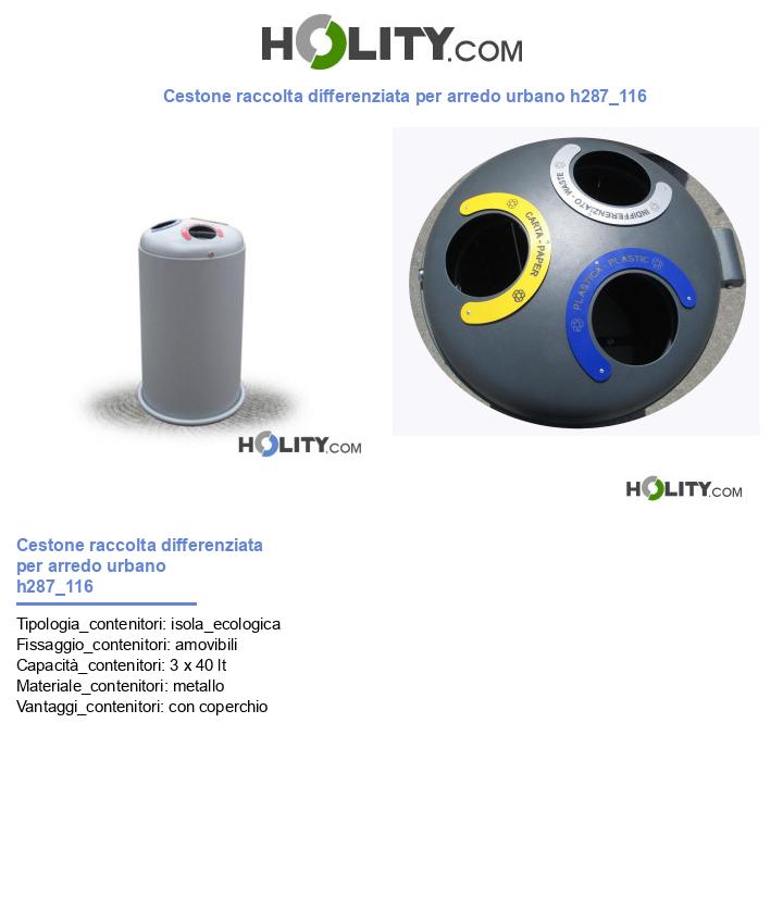 Cestone raccolta differenziata per arredo urbano h287_116