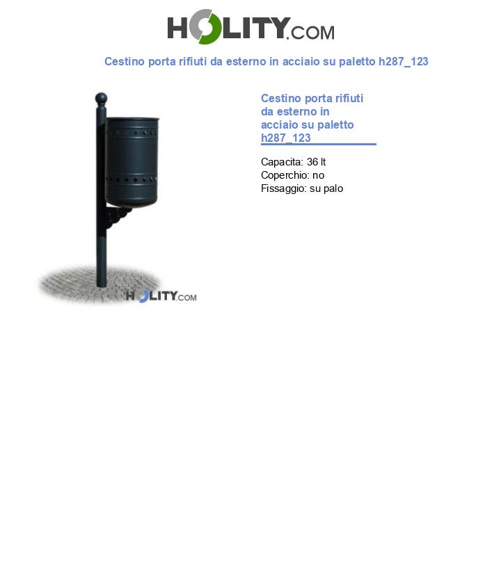 Cestino porta rifiuti da esterno in acciaio su paletto h287_123