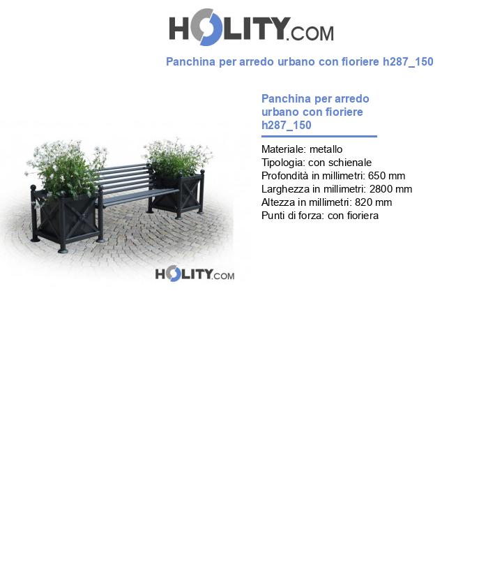 Panchina per arredo urbano con fioriere h287_150