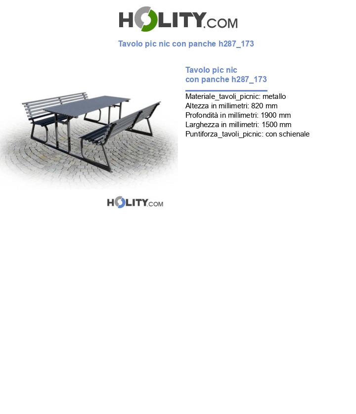 Tavolo pic nic con panche h287_173