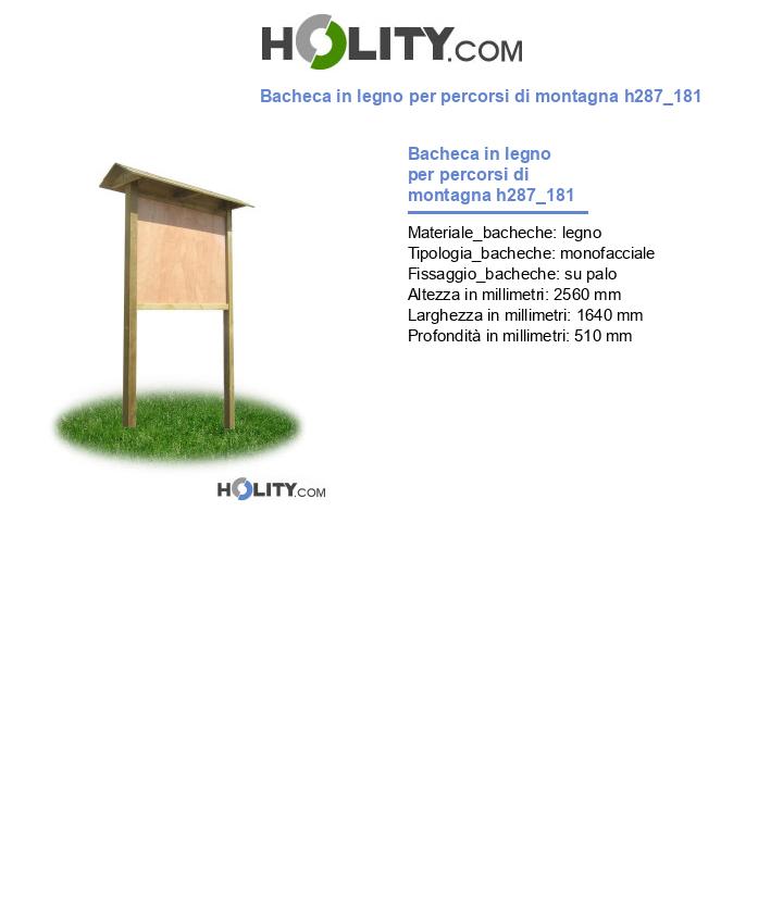 Bacheca in legno per percorsi di montagna h287_181