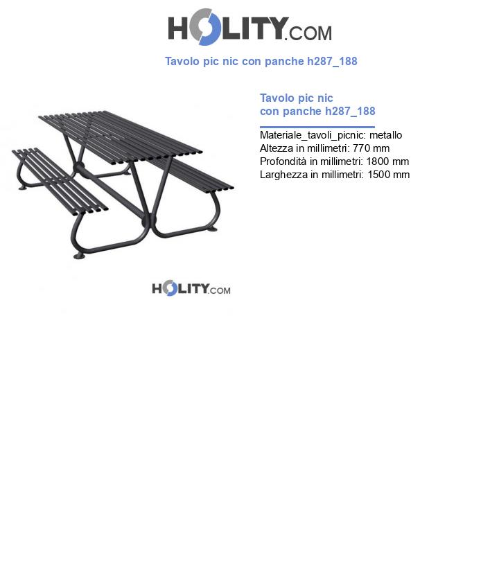 Tavolo pic nic con panche h287_188