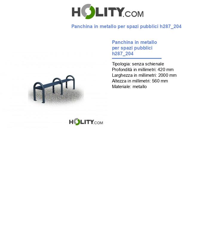 Panchina in metallo per spazi pubblici h287_204