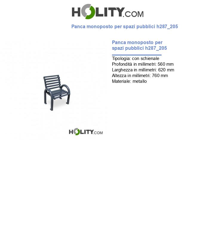 Panca monoposto per spazi pubblici h287_205