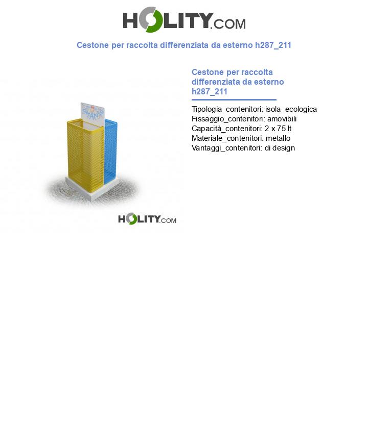 Cestone per raccolta differenziata da esterno h287_211