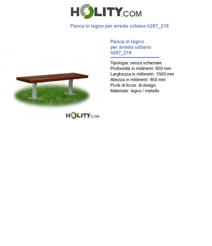Panca in legno per arredo urbano h287_219