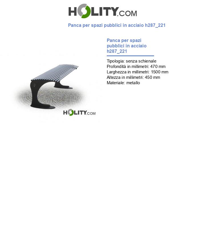 Panca per spazi pubblici in acciaio h287_221