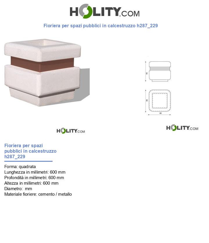 Fioriera per spazi pubblici in calcestruzzo h287_229