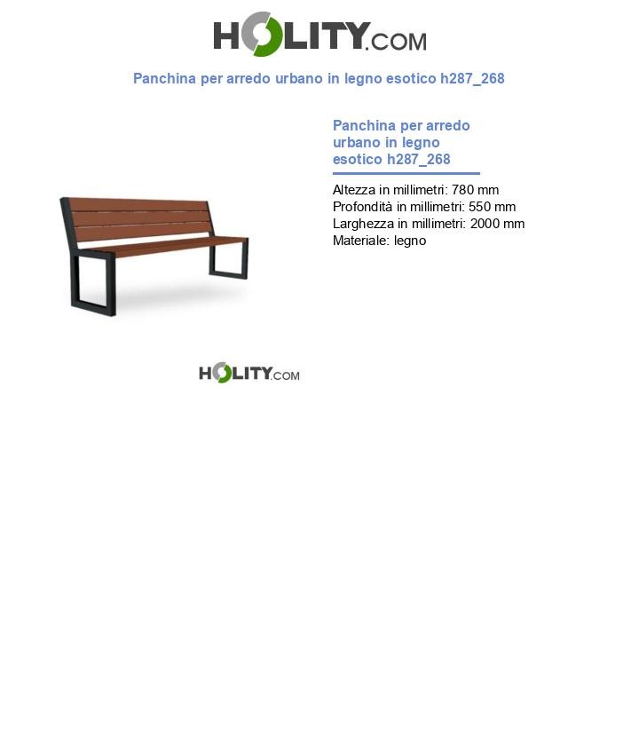 Panchina per arredo urbano in legno esotico h287_268