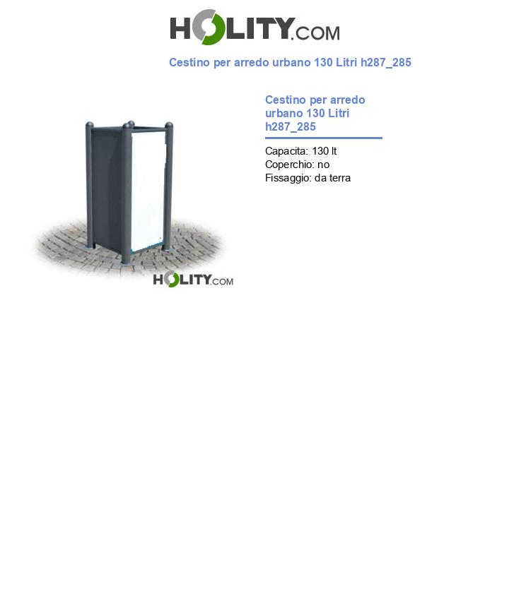 Cestino per arredo urbano 130 Litri h287_285