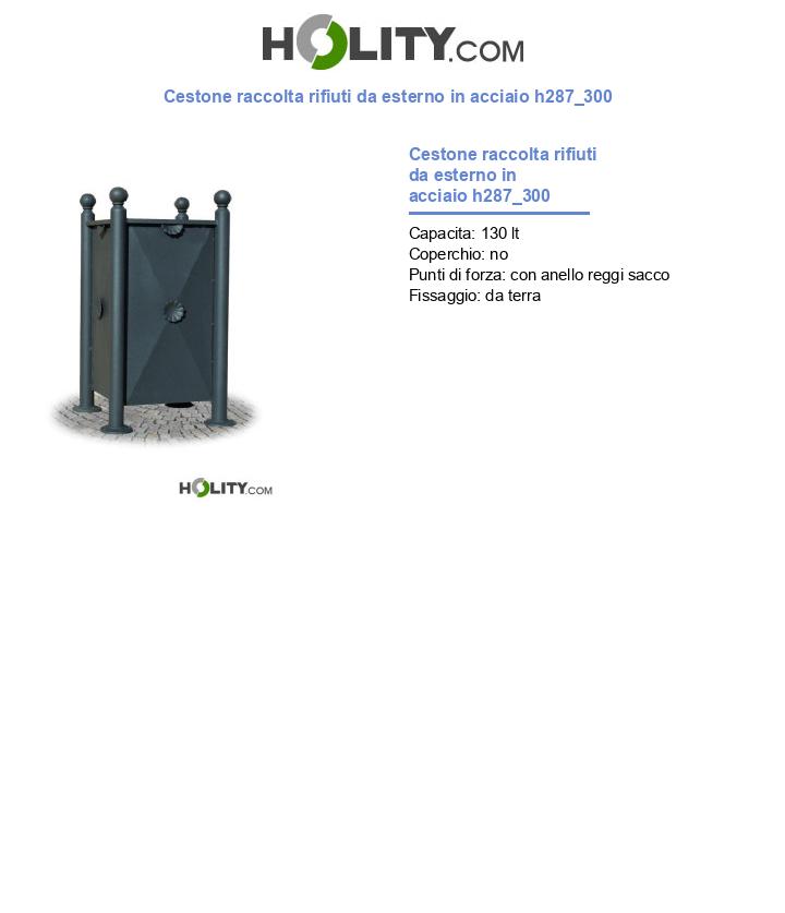 Cestone raccolta rifiuti da esterno in acciaio h287_300