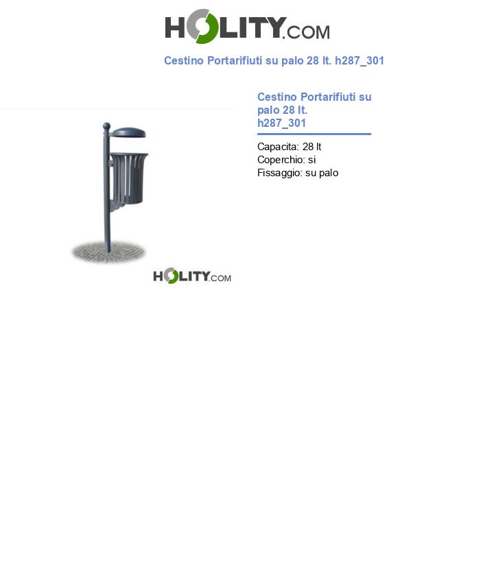 Cestino Portarifiuti su palo 28 lt. h287_301