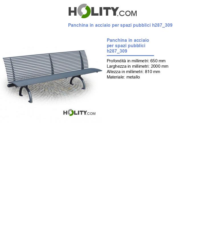 Panchina in acciaio per spazi pubblici h287_309