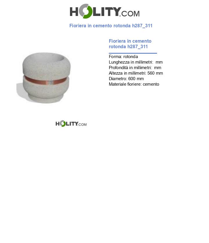 Fioriera in cemento rotonda h287_311