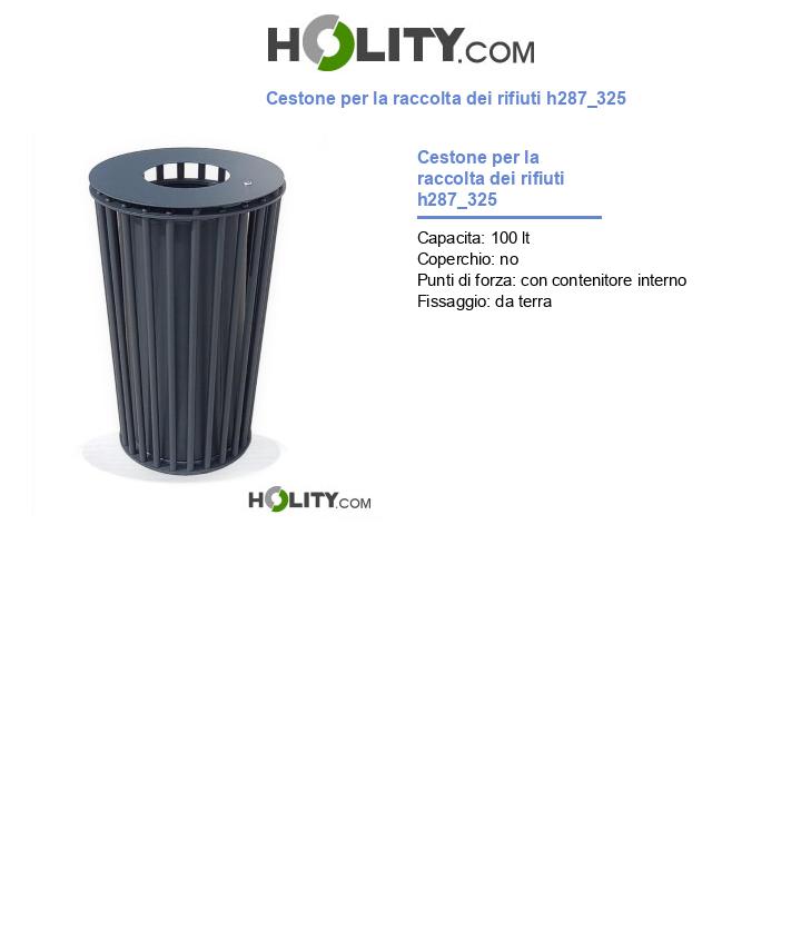 Cestone per la raccolta dei rifiuti h287_325
