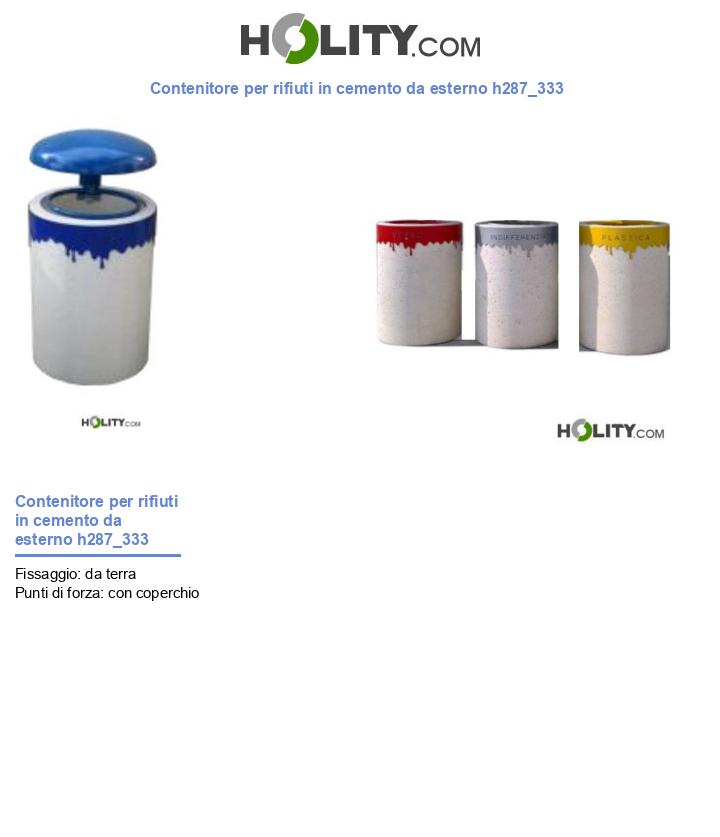 Contenitore per rifiuti in cemento da esterno h287_333