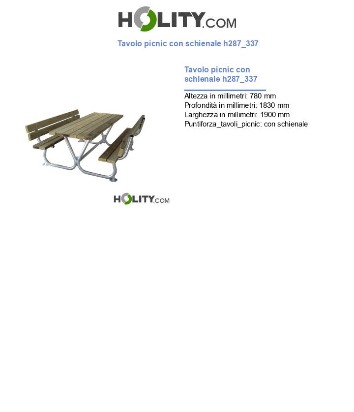 Tavolo picnic con schienale h287_337