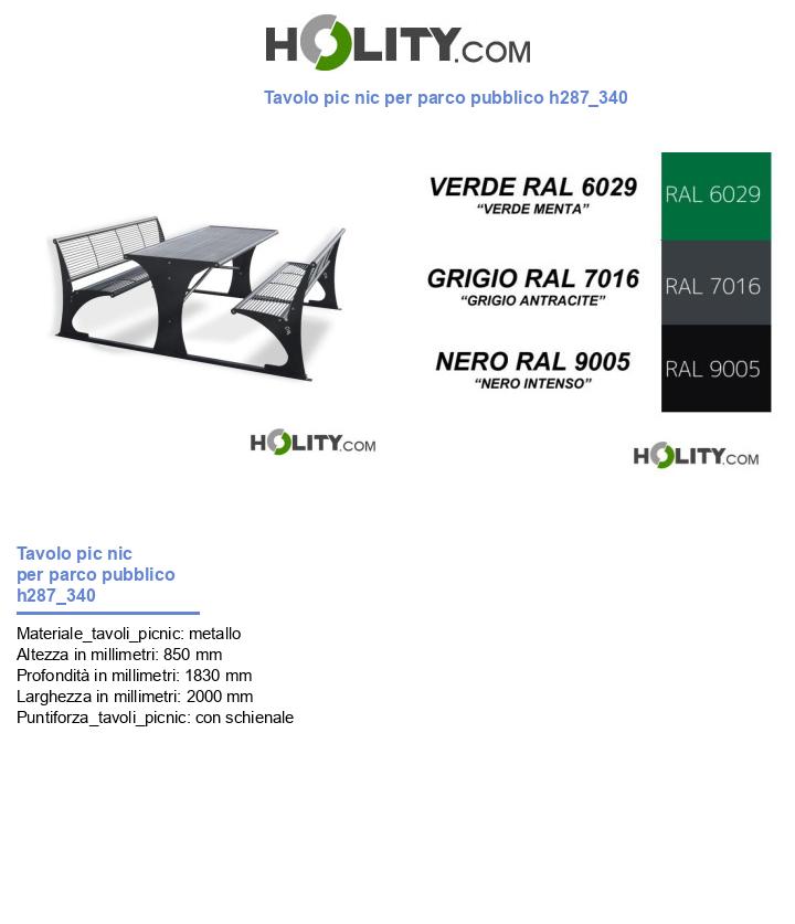 Tavolo pic nic per parco pubblico h287_340