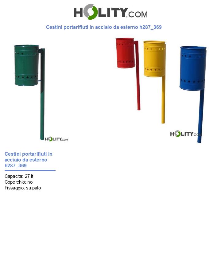 Cestini portarifiuti in acciaio da esterno h287_369