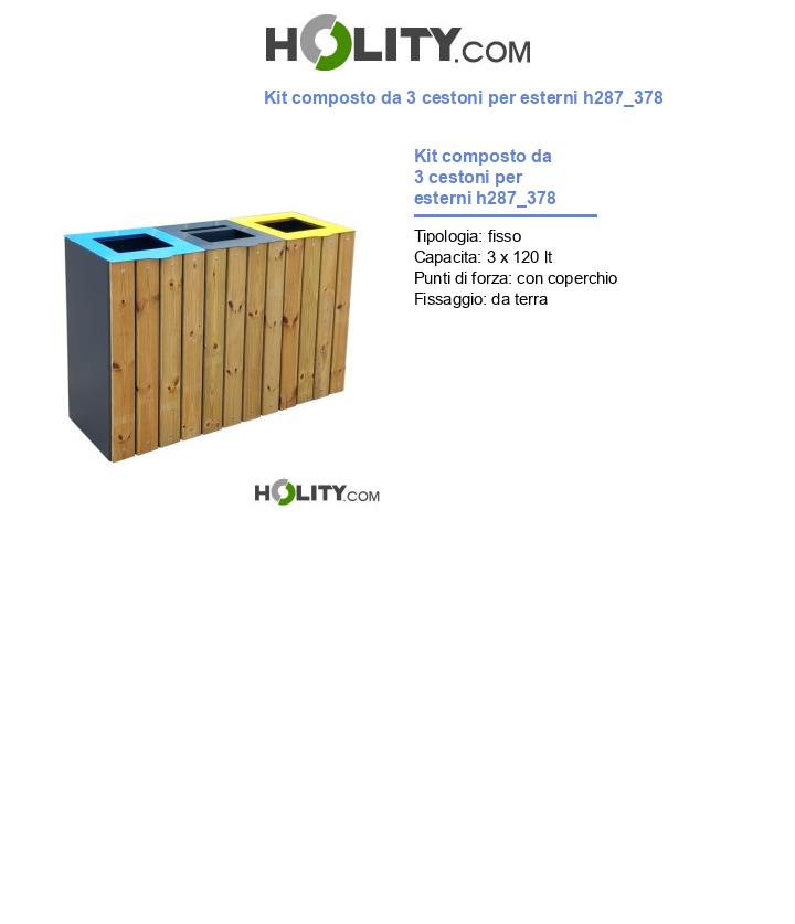 Kit composto da 3 cestoni per esterni h287_378