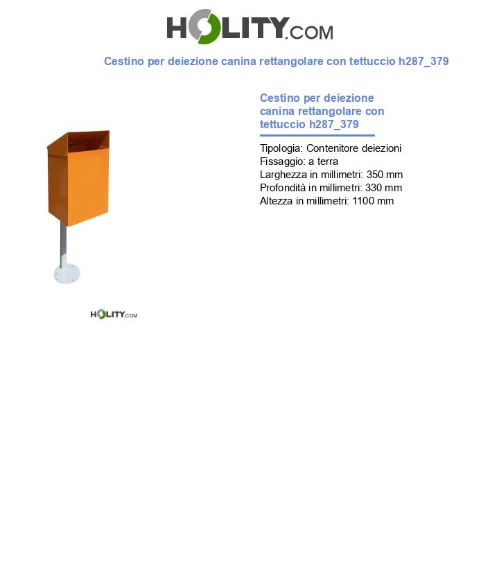 Cestino per deiezione canina rettangolare con tettuccio h287_379