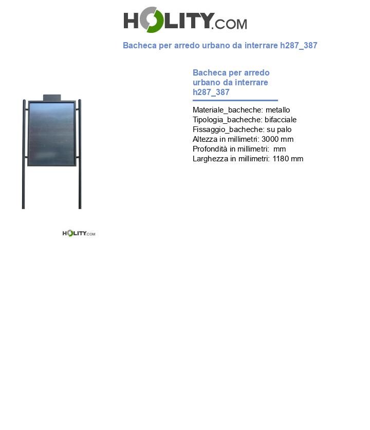 Bacheca per arredo urbano da interrare h287_387