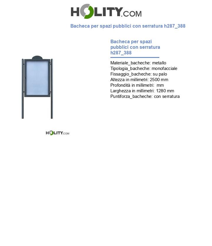 Bacheca per spazi pubblici con serratura h287_388