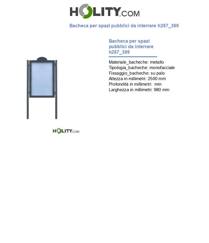 Bacheca per spazi pubblici da interrare h287_389