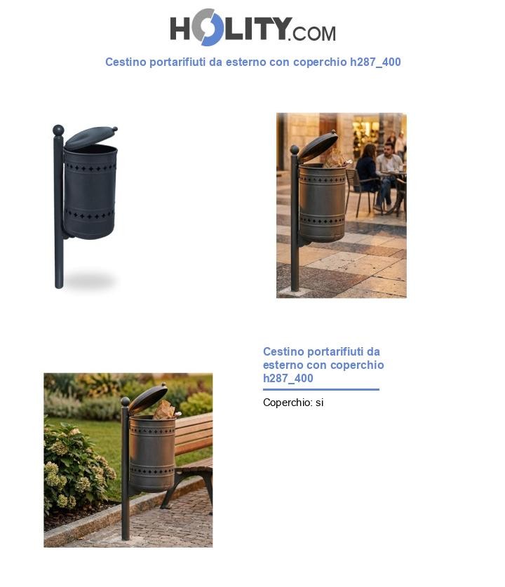Cestino portarifiuti da esterno con coperchio h287_400